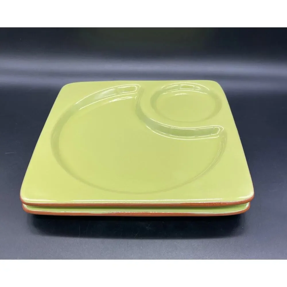 Style Eyes by Baum Bros Green Set of 2 Square Snack Sets Plates 9.75